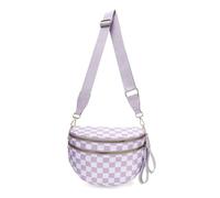 Générique Elysir Crossbody Bag, Roomie Bum Bag, Adjustable Shoulder Strap, for Women, Double Pockets With Large Capacity (light purple checkered)