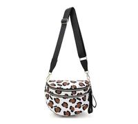 Générique Elysir Crossbody Bag, Roomie Bum Bag, Adjustable Shoulder Strap, for Women, Double Pockets With Large Capacity (coffee and white pattern)