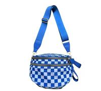 Générique Elysir Crossbody Bag, Roomie Bum Bag, Adjustable Shoulder Strap, for Women, Double Pockets With Large Capacity (blue and white checkered)