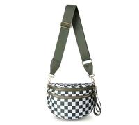 Générique Elysir Crossbody Bag, Roomie Bum Bag, Adjustable Shoulder Strap, for Women, Double Pockets With Large Capacity (pea green checkered)