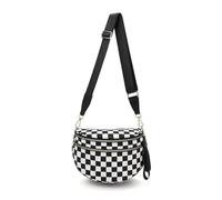 Générique Elysir Crossbody Bag, Roomie Bum Bag, Adjustable Shoulder Strap, for Women, Double Pockets With Large Capacity (Black and white checkered)