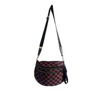 Générique Elysir Crossbody Bag, Roomie Bum Bag, Adjustable Shoulder Strap, for Women, Double Pockets With Large Capacity (black and orange checkered)