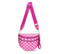 Générique Elysir Crossbody Bag, Roomie Bum Bag, Adjustable Shoulder Strap, for Women, Double Pockets With Large Capacity (rose red checkered)