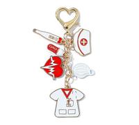 Générique Émail Keychain de docteur de bande dessinée, outils médicaux Pandents de masque chirurgical pour le cadeau de docteur d'infirmière