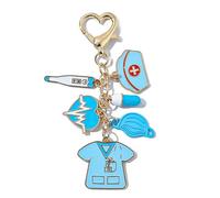 Générique Émail Keychain de docteur de bande dessinée, outils médicaux Pandents de masque chirurgical pour le cadeau de docteur d'infirmière