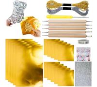 Générique Embossing Foil Sheets,Metal Embossing Foil Art Kit,Gold/Silver Foils Sheets Emboss Tool Accessory,Thick Shiny Foils Paper Shimmer Engraving Art Craft Set for DIY Artwork Painting (Gold)