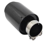 Générique Embout De Silencieux D'échappement Universel Droit en Fibre De Carbone Brillant Noir INOX pour Voiture(54mm-76mm)
