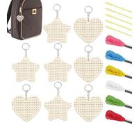 Générique Embroidery Kit, Kids Wood Kit, Star and Heart Shape Boards, Colorful Threads Needles Set, Sewing Craft Art Supplies for Home, Travel, Road Trip, Activities, 3.54x3.35 Inches
