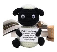 Générique Emotional Crochet Animals | Positive Crochet Sheep Doll with Uplifting Card | Soft Home Decor Living Room Bedroom Office Window Desk Bookshelves Meditation New Job Coworkers