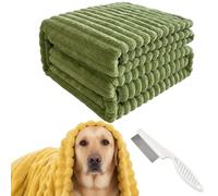 Générique Emotional Support Blanket Yellow, Dog Mood Calming Soft Security Blanket, Ultra Soft Striped Plush Pet Quilt for Anxiety Relief, Fluffy Fleece Dog Throw for Sleeping (Green, 100 * 150cm)