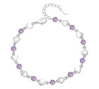 Générique Empilable Anneaux Heart Charm Bracelet 925 Sterling Silver Fashion Heart Bracelet For Women & Girls Silver 4 Bracelet (B, One Size)