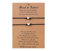 Générique Empilable Naturelle Anneaux fille bracelet ensemble 2 jour retour à l'école bracelets maman et moi bracelets mère fille filles garçons Maman Bracelet Largeur Bracelet (A, One Size)