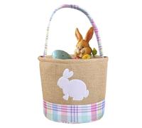 Générique Empty Funny Easter Basket - Decorative Kids Candy Container Bag Decorated with Embroidered Bunny | Easter Supplies Storage Baskets for Eggs, Toys & Holiday Treats
