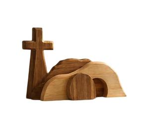 Générique Empty Tomb Decor,Wooden Nativity Tabletop Decorations,Easter Tomb Display | for Mantle Shelf Desk Family Gathering Holiday Spring Home Church
