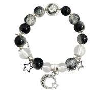 Générique En Bracelets Couple Message De Bijoux Stylish Adjustable Dainty Strand Bracelets Classique Bracelet Breloques Perle Bijoux (Black, One Size)