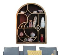 Générique en De Lune - Présentoir Flottant Arqué, Murale en De Champignon, Murale Décorative, Rangement Élégant pour Cristaux, Pierres, Huiles Essentielles, Objets De Colle