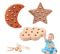 Générique en Dentelle pour, Jouet en Fil pour, Ensemble de 3 de laçage de Forme, de Voyage à Filetage en Bois, Puzzle éducatif en Blocs de Dentelle avec Corde pour la motricité Fine