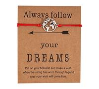 Générique En Messages Perle Mamie Classique Bracelet meilleur Bracelet d'amitié mère fille fille sa petite petit Bijoux Noir Naturelle Messages Inoxydable Anneaux (Red, One Size)