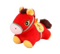 Générique en Peluche Cheval - Mascotte Rouge Douce De 9,84 Pouces, Animal du Nouvel an Chinois, Festif Et Vibrant | Jouet Zodiaque, Décorative pour Canapé, Bureau, Crèche, Anniversaire, Noël Fête