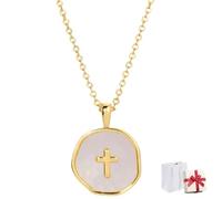 Générique Enamel Simple Cross Charm Choker, Round Cross Waterproof Sweat-Proof Anti-Oxidation Pendant, Religious Jewelry Cute Trendy Small Necklace Gifts for Women