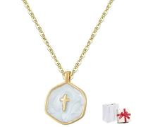 Générique Enamel Simple Cross Charm Choker, Round Cross Waterproof Sweat-Proof Anti-Oxidation Pendant, Religious Jewelry Cute Trendy Small Necklace Gifts for Women