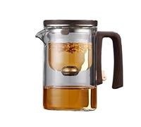 Générique Enchantea Tea Pot, Enchanti Tea Magic Pot, Witchcraft Press Control Glass Teapot with Wooden Handle for Blooming Tea & Loose Leaf Tea
