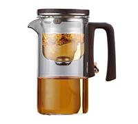 Générique Enchantea Tea Pot, Enchanti Tea Magic Pot, Witchcraft Press Control Glass Teapot with Wooden Handle for Blooming Tea & Loose Leaf Tea