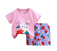 Générique Enfant Bébé Garçon Fille Vêtements pour 2t 3t 4t 5t 6t Garçons Mignon Manches Courtes Dessin Animé Imprimé T-Shirt Hauts Shorts Ensembles De Vêtements Tenues D'été Casual (3-9 Months)