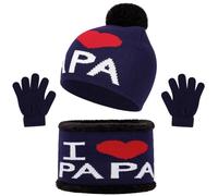 Générique Enfant Bonnet Écharpe Et Gants Ensemble De Bonnets D'Hiver Pour Enfants Avec Pompon 5 Ans Snood Garcon Gant Écharpe Fille 6 Chauds Tout-Petits Garçons Filles (Marine,Taille unique)