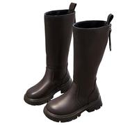 Générique Enfant Bottes D'Hiver Pour Enfants Bottines Chaudes D'Équitation Mi-Mollet Bottine Garçon Chaussures D'Extérieur Doublées Cowboy Fille Boots De Trekking Outdoor (Brun,33.5)