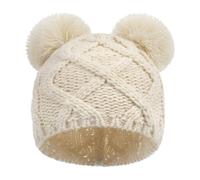 Générique Enfant d'hiver Chapeau en Peluche Bonnet à Ourson Mignon Pompon pour Femme Bonnet de Doux et Chaud Bonnet de Causal Élégant pour Garçons et bébé Filles