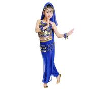 Générique Enfant Fille Costume de Danse du Ventre Vêtement Danse Orientale Indienne Danseuse Haut et Jupe Tenus Latine Rumba Samba Carnaval Fête Dancewear