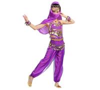 Générique Enfant Fille Costume de Danse du Ventre Vêtement Danse Orientale Indienne Danseuse Haut et Jupe Tenus Latine Rumba Samba Carnaval Fête Dancewear