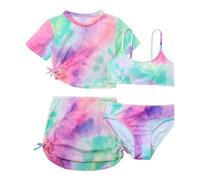 Générique Enfant Fille Maillot De Bain - Maillot de Bain pour Enfants Filles Cravate Colorant personnalité Maillot de Bain Fendu en Ensemble de Bikini de Mode pour Enfants (Purple 7-8 Years)