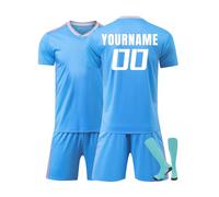 Générique Enfant Maillot de Football 24/25/26 Nouveau Ensemble de Foot Enfant et Homme Nom et numéro Personnalisés Home Away Équipement Football Entrainement T-Shirt et Short Chaussettes Gifts 13