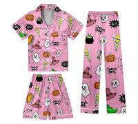 Générique Enfant Pyjama 2 Pièces Deguisement Halloween,Ensemble Pyjamas Halloween Déguisements Haut Pantalons Ensemble Ado Tenues Détente en Coton Doux pour Le Carnaval et la Fête d'halloween
