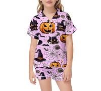 Générique Enfant Pyjama 2 Pièces Deguisement Halloween Halloweenl Vêtements de Nuit Assortis Simple Haut Top Pantalon Bien serré Coupe troite Unisexe pour Temps Sommeil, Vacances, Tenue fête