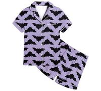 Générique Enfant Pyjama 2 Pièces Deguisement Halloween Halloweenl Vêtements de Nuit Ensembles Fille et Ado Costume Cosplay Pyjamas imprimés Cadeau d'halloween pour Filles GarçOns