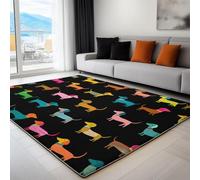 Générique Enfant Salon Moelleux Tapis Dessin Animé Animal Chien, Ne Perd Pas Ses Poils Antidérapant Tapis Salle A Manger - pour Interieur Le Salon Porche Patio, 60 X 90 Cm Noir pour Filles Garçons