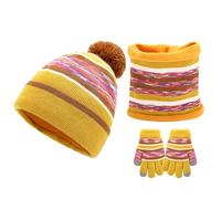 Générique Enfants Bonnet Écharpe Et Gants Ensemble 3Pcs Chapeau Hiver Gant Enfant Garcon 8 Ans Écharpe Fille Echarpe Bebe 6 Mois 5 Avec Doublure Double Épaisseur (Jaune,Taille unique)