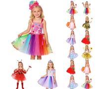 Générique Enfants Deguisement Cosplay Robe de Princesse Soirée Tulle Robes en Tutu Rouge Robes de Carnaval Fête Candy Sirène Petite abeille Princesse féérique Costume pour Bébé Enfant Filles