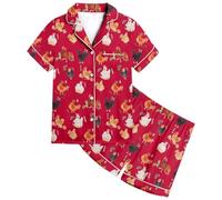 Générique Enfants Ensembles de Pyjama Ensemble en Satin Vêtements Nuit Enfant Ado Boutons Short 2 Pièces Soie Boutonné Vêtement Petite Fille Four Seasons