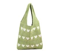Générique Enfants Garçons 7 Ans femmes, sac à bandoulière en Crochet, à main à motif de cœur d'amour, sac tricoté esthétique de les jours Pochettes De Soirée Pour Et Fête Rouge (Green, One Size)