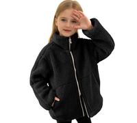 Générique Enfants Veste Polaire Col Montant Peluche Épais Veste Coupe-Vent Fermeture Éclair Manteau Léger Simple Vêtements D'extérieur athlétique pour l'automne et l'hiver
