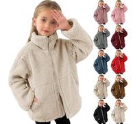 Générique Enfants Veste Polaire Col Montant Peluche Épais Veste Coupe-Vent Fermeture Éclair Manteau Léger Simple Vêtements D'extérieur athlétique pour l'automne et l'hiver