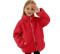 Générique Enfants Veste Polaire Col Montant Peluche Épais Veste Coupe-Vent Fermeture Éclair Manteau Léger Simple Vêtements D'extérieur athlétique pour l'automne et l'hiver