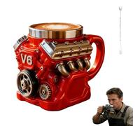 Générique Engine-Themed Coffee Mug V6-V12,Ultimate V8 Engine Gift Mug & Dream Cup For Car Enthusiasts Engines Stainless Steel Coffee Mugs with Handle,for Coffes, Tea (V6 Red 200ml)