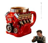 Générique Engine-Themed Coffee Mug V6-V12,Ultimate V8 Engine Gift Mug & Dream Cup For Car Enthusiasts Engines Stainless Steel Coffee Mugs with Handle,for Coffes, Tea (V8 Red 200ml)
