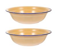 Générique Ensemble 2 Pièces Bassins Émail Épaissis Pratiques et Antirouille, Assiettes Creuses à Soupe Style Simple pour Maison et Restaurant