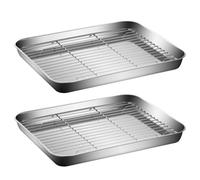 Générique Ensemble 2 Pièces de Plateaux en Acier Inoxydable Grille Égouttoir Empilable Cuisine à Domicile, Accessoires Cuisson et Refroidissement Pratiques